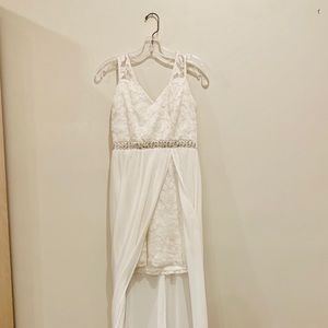 White hi-low semi formal dress